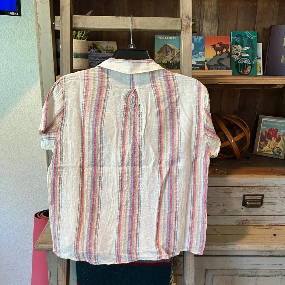 Rails Zuma Havana Stripe Button Up Top Size Xs - image 5